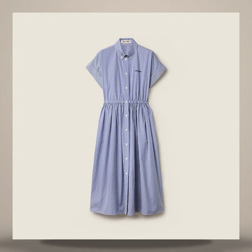 MIU MIU Gestreiftes Popeline Midikleid 158796319 [P]