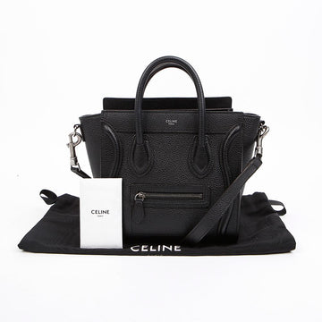 Celine Women's Nano Luggage Shoulder Bag Drummed Calfskin Black 158542263 [P]