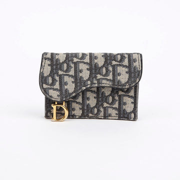 DIOR Saddle Flap Kartenhalter Blau Oblique Jacquard 158665573 [P]