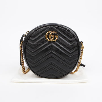 GUCCI GG Marmontミニラウンドクロスバッグ ブラック 158672869 [P]