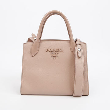 PRADA Monochrome Small Saffiano Leder Tote-Bag Pink 158675985 [P]