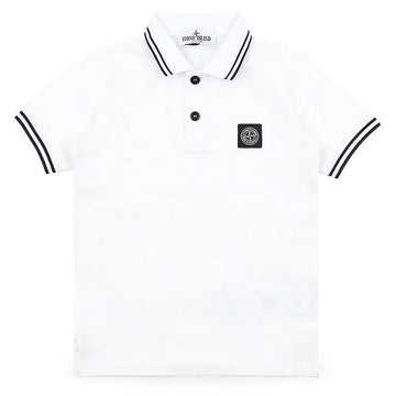 STONE ISLAND Kurzarm-Polo mit Logoschild in zwei Zeilen (Weiß) L1S16 2200001 S0018 V1001 10,12A 153084065 [P]