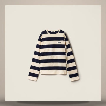 Miu Miu Stripe Jersey T-Shirt 158813419 [P]
