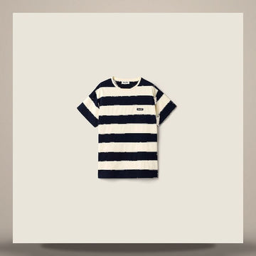 MIU MIU Gestreiftes Jersey T-Shirt 158813426 [P]