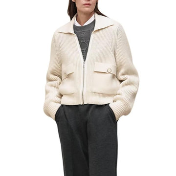 Hermes Pocket Long Sleeve Women's Knit Jacket 158813637 [P]