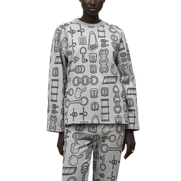 HERMES スウェットシャツ プリント グレー 36 158813653 [P]