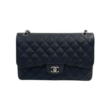 CHANEL Kaviar Klassik Große (Jumbo) Schultertasche mit Silberkette A58600 158813733 [P]