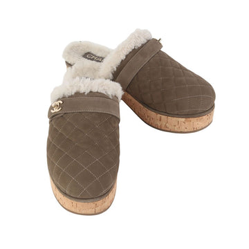 CHANEL Turnlock CC Suede Clog Mule Blop 40 37579Y-2 158813822 [P]