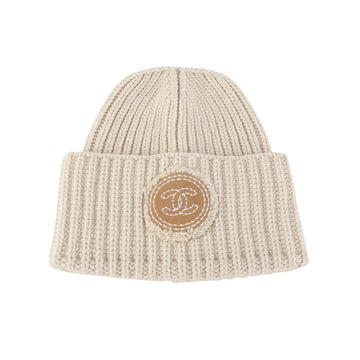 CHANEL Suede Shearling Embroidered CC Wool Cashmere Knit Beanie 37579Y-3 158813851 [P]