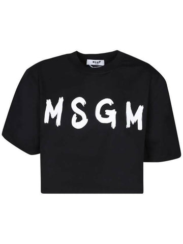 MSGM Gebürstetes Logo Crop T-Shirt 133040089 [P]