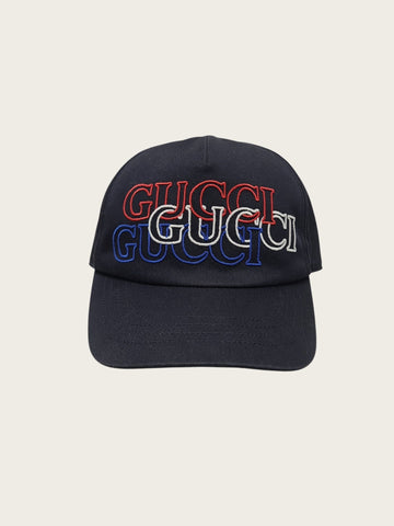 GUCCI Schwarze Triple Multi-Color Bestickte Logo Baseballkappe 158814032 [P]