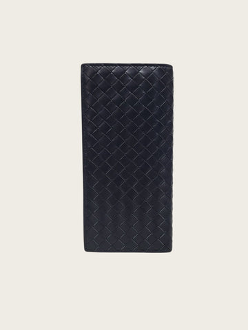 Bottega Veneta Navy Intrecciato Continental Long Wallet 158814053 [P]