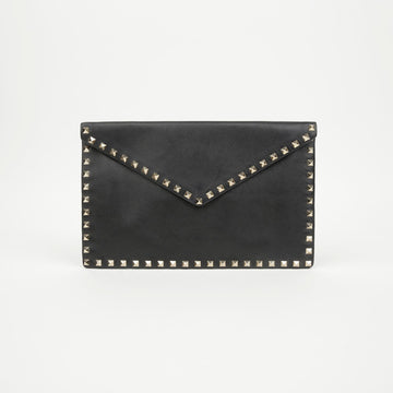VALENTINO Kaprleder Rockstud Envelope Clutch Schwarz 158643560 [P]