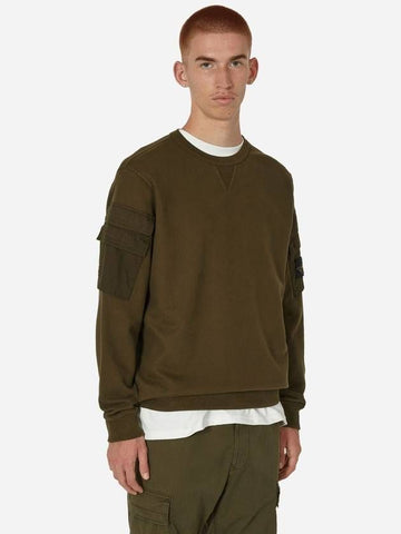 Stone Island Brushed Cotton Fleece Double Pocket Crewneck Sweatshirt Regular Fit 791560577 V0058 133074947 [P]