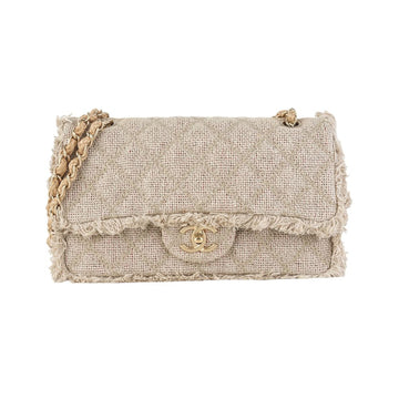 CHANEL Tweed Fringe Classic Gold Medium Chain Flap Bag 37582Y 158815352 [P]