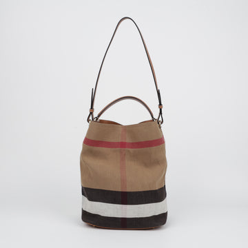 Burberry Ashby Hobo Medium House Check Fabric Tote Shoulder Bag 158542700 [P]