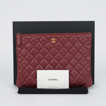 CHANEL A82545 CC Klassische Caviar Medium Clutch Rot mit Goldbeschlag 158672867 [P]