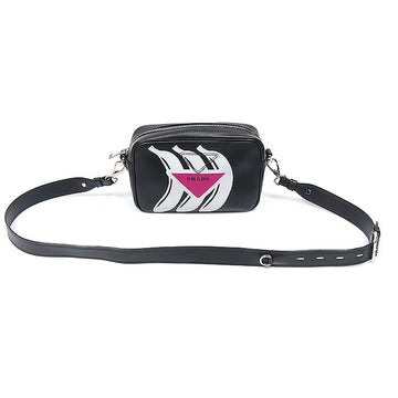 Prada Black City Calf Banana Print Camera Crossbody Bag 1BH093 158817248 [P]