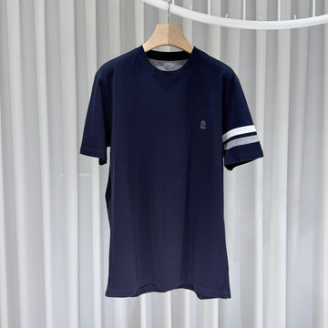 Brunello Cucinelli Cotton Embroidered Logo T-Shirt Navy XXL 158841082 [P]