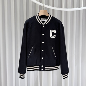 CELINE Texturiertes Woll-Teddy-College-Bomberjacke Schwarz 158843980 [P]