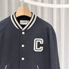 Celine Textured Wool Teddy Varsity Bomber Jacket Black 52 158843980 [P]