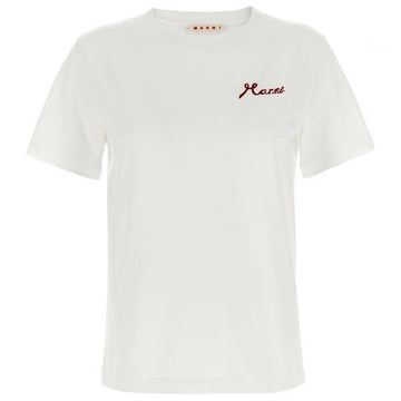 Marni Cotton T-Shirt with Flock Logo Detail 157536755 [P]
