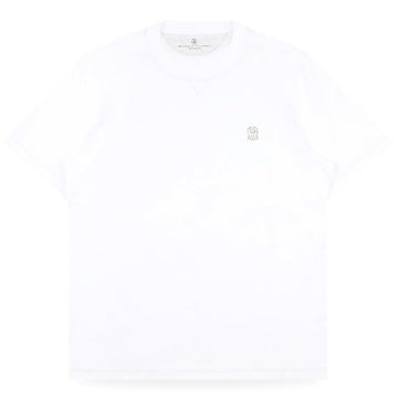 Brunello Cucinelli Men's Embroidered Logo Stitch Short Sleeve (White) M0B131328G CL087 153244661 [P]