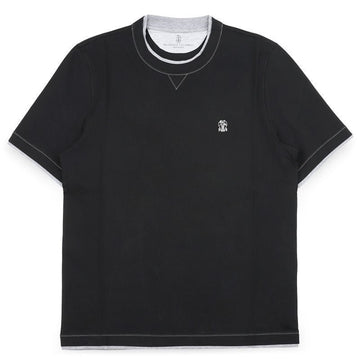 BRUNELLO CUCINELLI メンズロゴ半袖Tシャツ（ブラック）M0B137451G CCB75 153244657 [P]