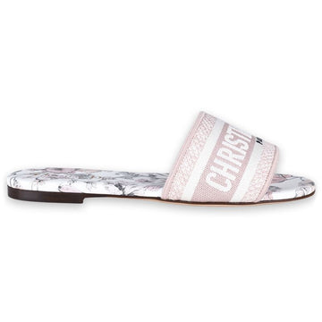 Dior Women's Dway Millefiori Motif Rose Cotton Mule Sandals (White/Pink) KCQ209MDT S20O 150976027 [P]
