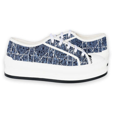 DIOR ウィメンズ ワーク アンド ツイード デニム プラットフォーム ロー トップ (ブルー) KCK386CTW S30B 126740925 [P]