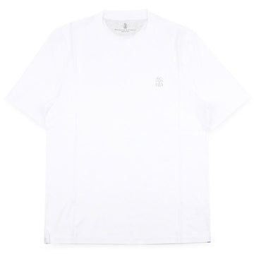 BRUNELLO CUCINELLI メンズロゴプリント半袖Tシャツ(ホワイト) M0B138440 CK640 153186239 [P]