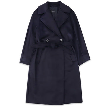 MaxMara Belted Long Coat for Women (Navy) 2525016102600 010 148723408 [P]