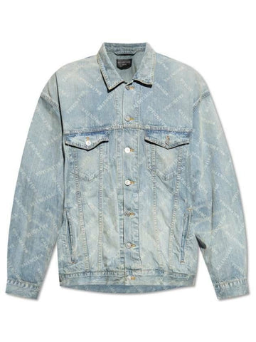 BALENCIAGA Oversized Denimjacke mit diagonalen Allover-Muster 773616 TPW53 4868 133028262 [P]