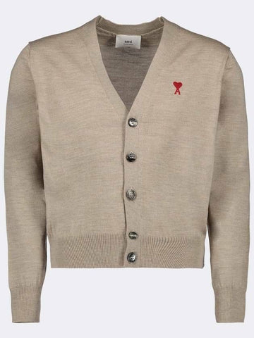 AMI Heart Logo Merino Wool Cardigan 100% Wool 133032682 [P]