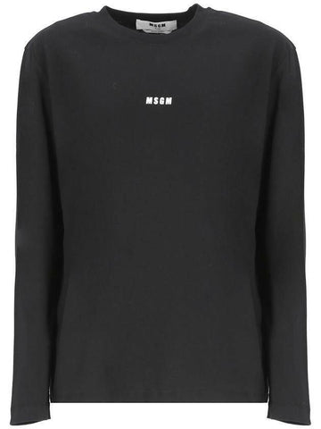 MSGM Micro Logo Print Long Sleeve T-Shirt 133040056 [P]