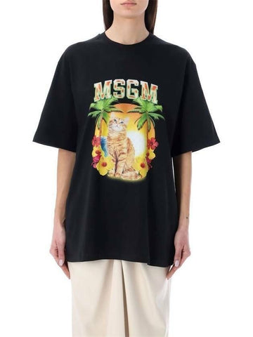 MSGM カレッジキャット半袖Tシャツ 3441MDM175 237002 99 133040051 [P]