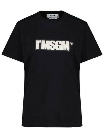 MSGM Schwarz T-Shirt mit Logo-Aufdruck 3441MDM100 237002 99 133040070 [P]