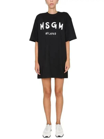 MSGM ロゴ ブラッシュド 半袖 ワンピース 133040135 [P]
