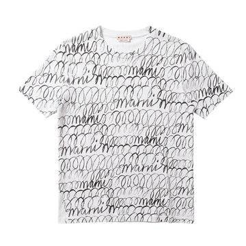 MARNI ホワイトプリント男性Tシャツ100 158865645 [P]
