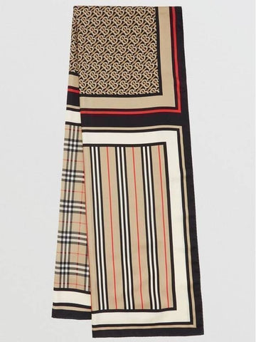 BURBERRY Monogram Icon Streifen- und Karomuster Seidenschal 8011951 151055726 [P]