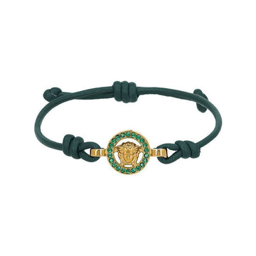 Versace Medusa Crystal Braid Leather Bracelet 152195256 [P]