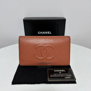 CHANEL Timeless Caviar Long Wallet Beige 158872793 [P]