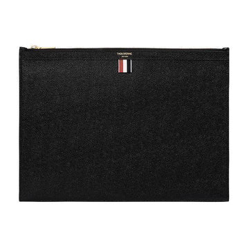 THOM BROWNE クラッチ MAC020L 00198 001 RWB タブ ペブルグレイン ラージ ポーチ ブラック 33223714 [P]