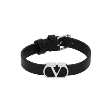 Valentino Leather V Logo Bracelet 151330643 [P]