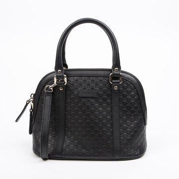 GUCCI ミニマイクロシマレザー ドーム トートショルダーバッグ ブラック 158665005 [P]