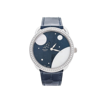 HERMES Petit Rune Uhr 38mm 18K Weißgold Diamant Lünette 5HA0193 128258630 [P]