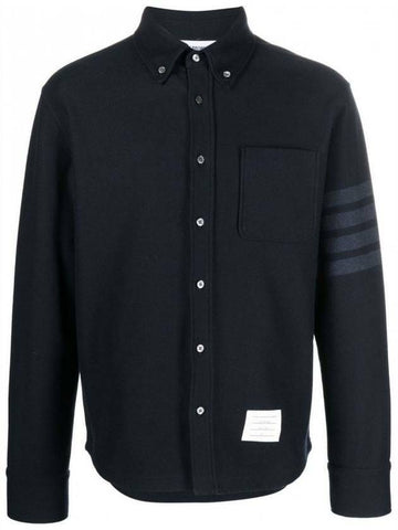 THOM BROWNE 4-Bar Tech Twill Button-Down Shirt-Jacket 133045479 [P]