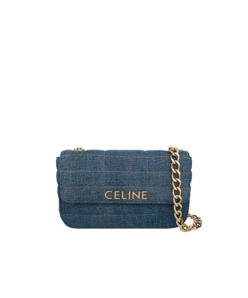 CELINE モノクローム マトラッセ チェーン ショルダーバッグ ブルー 金具 5ET0433 128575498 [P]