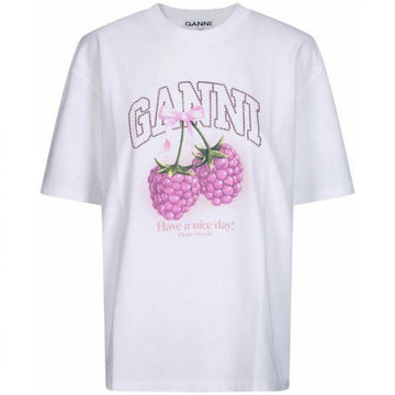 Ganni Heavy Cotton Jersey Raspberry T-Shirt (A1050140 151) 158849831 [P]
