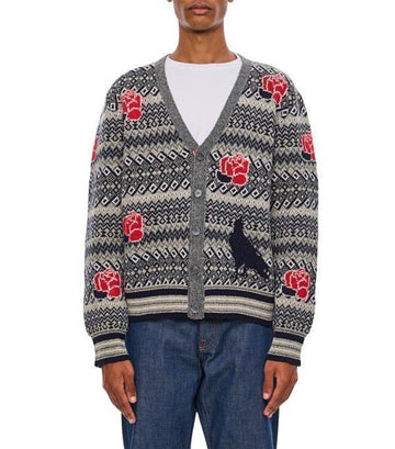THOM BROWNE Woll-Mohair-Kardigan mit Rosen und Raben MKC554A Y1026 998 152201084 [P]